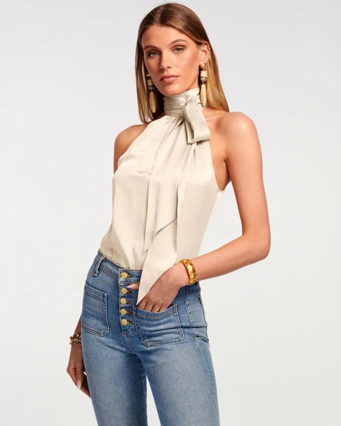 Women Lori High Neck Tank Top Sandstone Ramy Brook Tops Women Lori High Neck Tank Top Sandstone Ramy Brook Tops