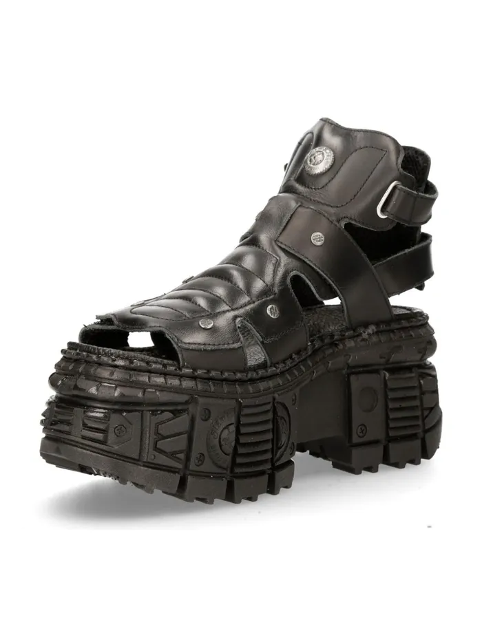 WomenMen Ankle Boot Black Tank MBios131C2 New Rock Platform