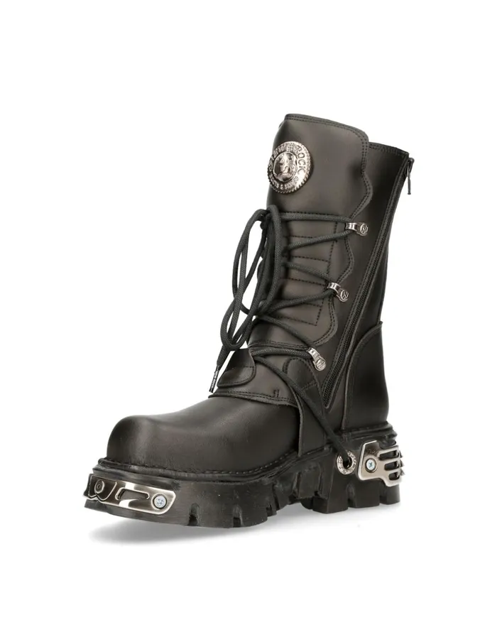 WomenMen Boot Black Reactor With Laces M373S7 New Rock Boots WomenMen Boot Black Reactor With Laces M373S7 New Rock Boots