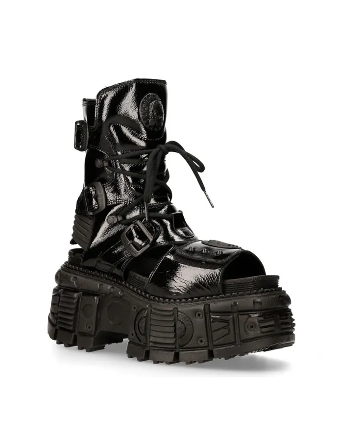 WomenMen Boot Black Tank MBios107S5 New Rock Platform