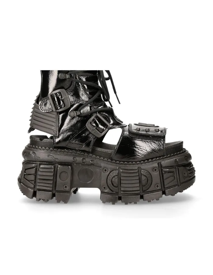 WomenMen Boot Black Tank MBios107S5 New Rock Platform