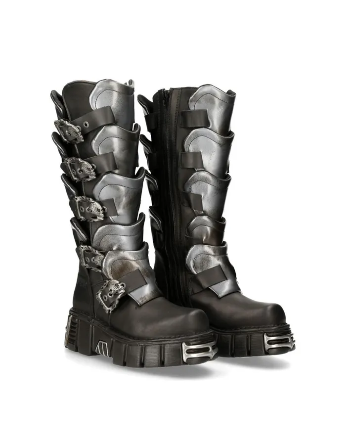 WomenMen High Boot Metallic M738S1 New Rock High Boots