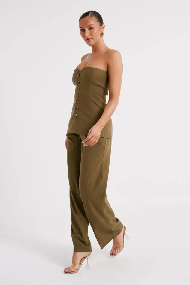 Women Meshki Bottoms Adina Linen Pant 8211 Olive