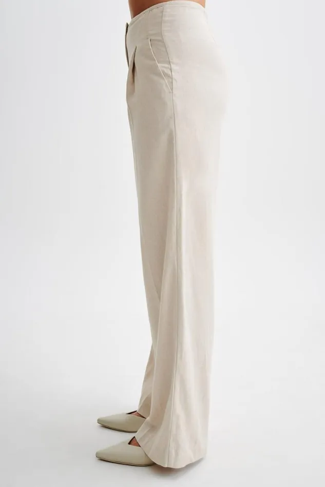 Women Meshki Bottoms Adrina Straight Leg Linen Pant 8211 Natural