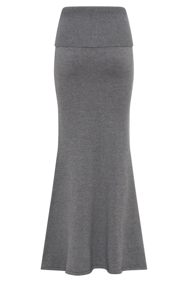 Women Meshki Bottoms Karlie Knit Maxi Skirt With Ribbed Waist 8211 Charcoal Marle