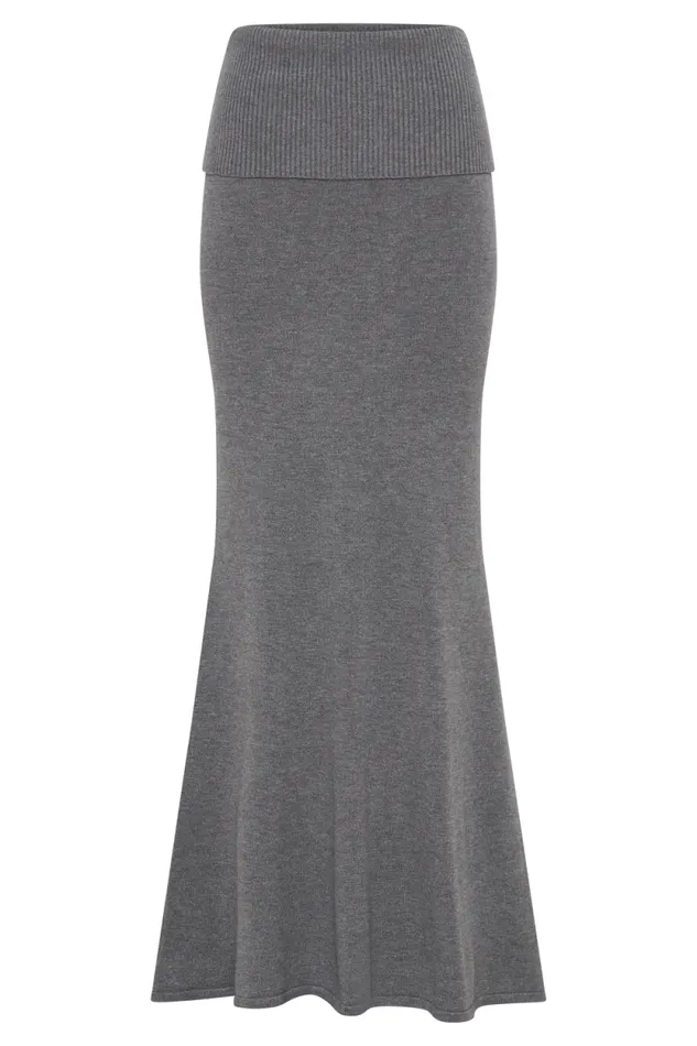 Women Meshki Bottoms Karlie Knit Maxi Skirt With Ribbed Waist 8211 Charcoal Marle