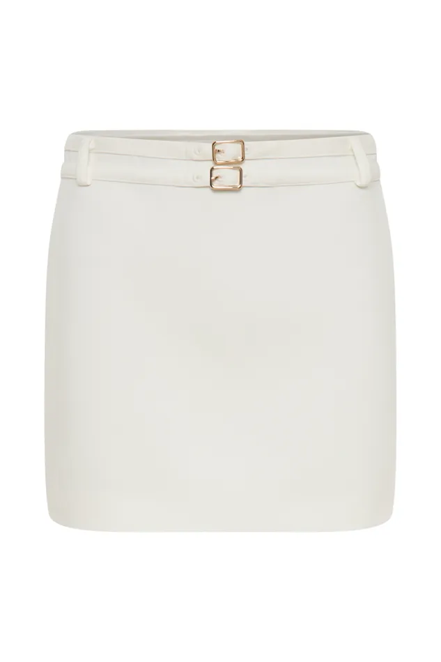 Women Meshki Bottoms Letitia Suiting Mini Skirt With Buckle 8211 Ivory