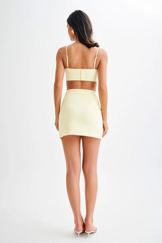 Women Meshki Bottoms Letitia Suiting Mini Skirt With Buckle 8211 Pastel Lemon