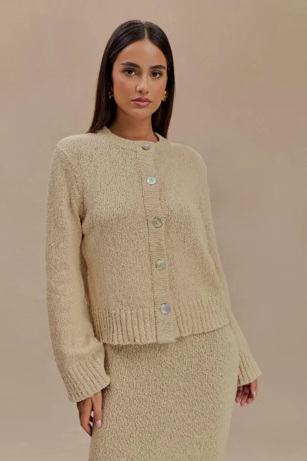Women Meshki Bottoms Moira Oversized Boucle Cardigan 8211 Wheat