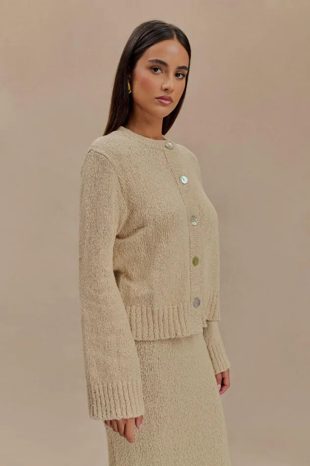 Women Meshki Bottoms Moira Oversized Boucle Cardigan 8211 Wheat