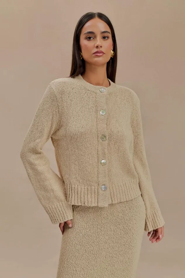 Women Meshki Bottoms Moira Oversized Boucle Cardigan 8211 Wheat