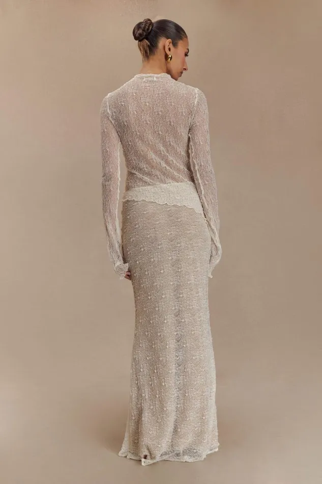 Women Meshki Bottoms Robyn Sheer Lace Maxi Skirt 8211 Ivory