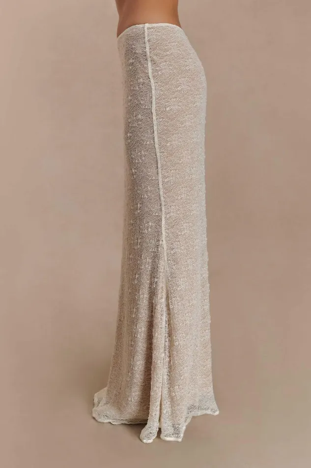Women Meshki Bottoms Robyn Sheer Lace Maxi Skirt 8211 Ivory