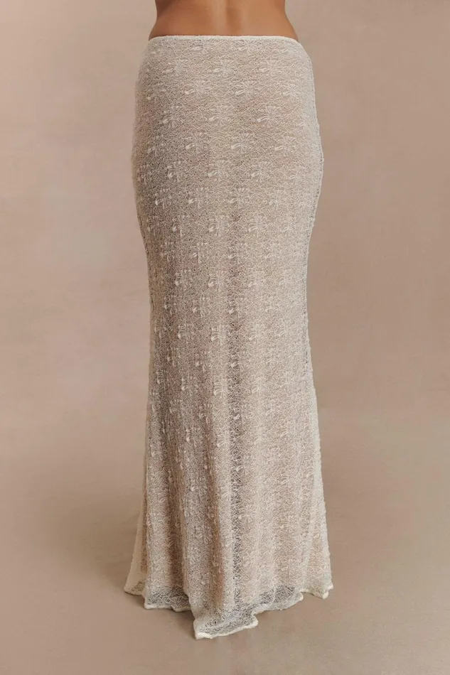 Women Meshki Bottoms Robyn Sheer Lace Maxi Skirt 8211 Ivory