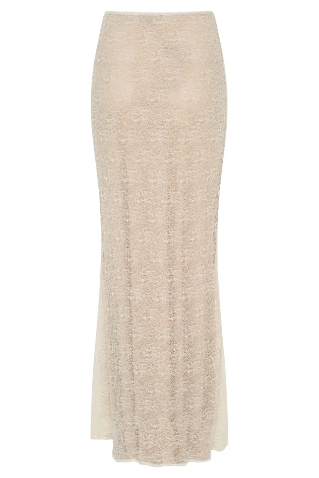 Women Meshki Bottoms Robyn Sheer Lace Maxi Skirt 8211 Ivory