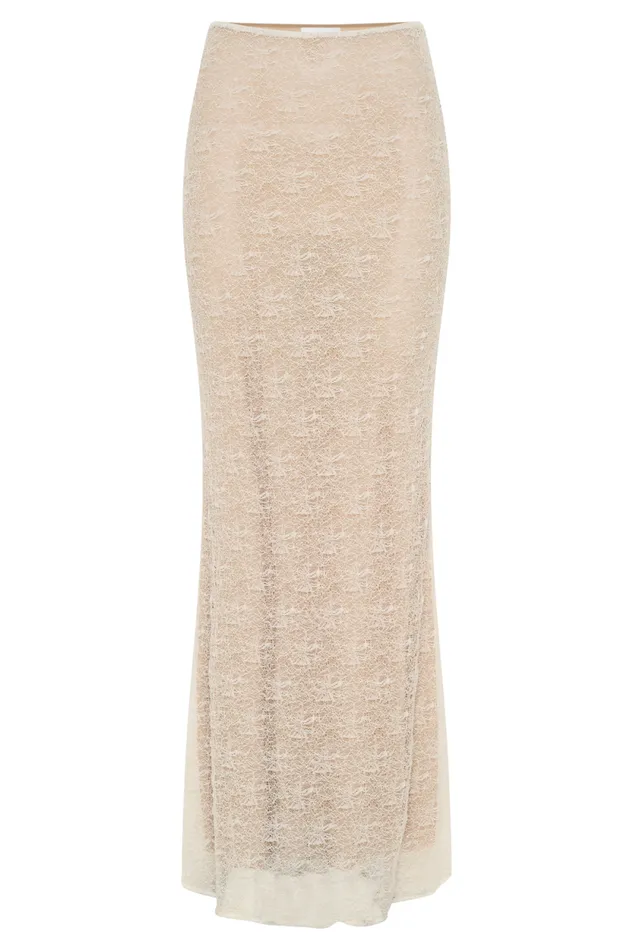 Women Meshki Bottoms Robyn Sheer Lace Maxi Skirt 8211 Ivory