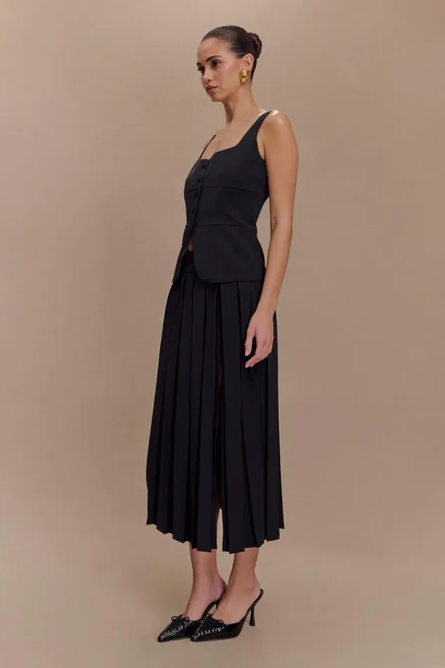Women Meshki Bottoms Sunny Pleated Midi Skirt 8211 Black