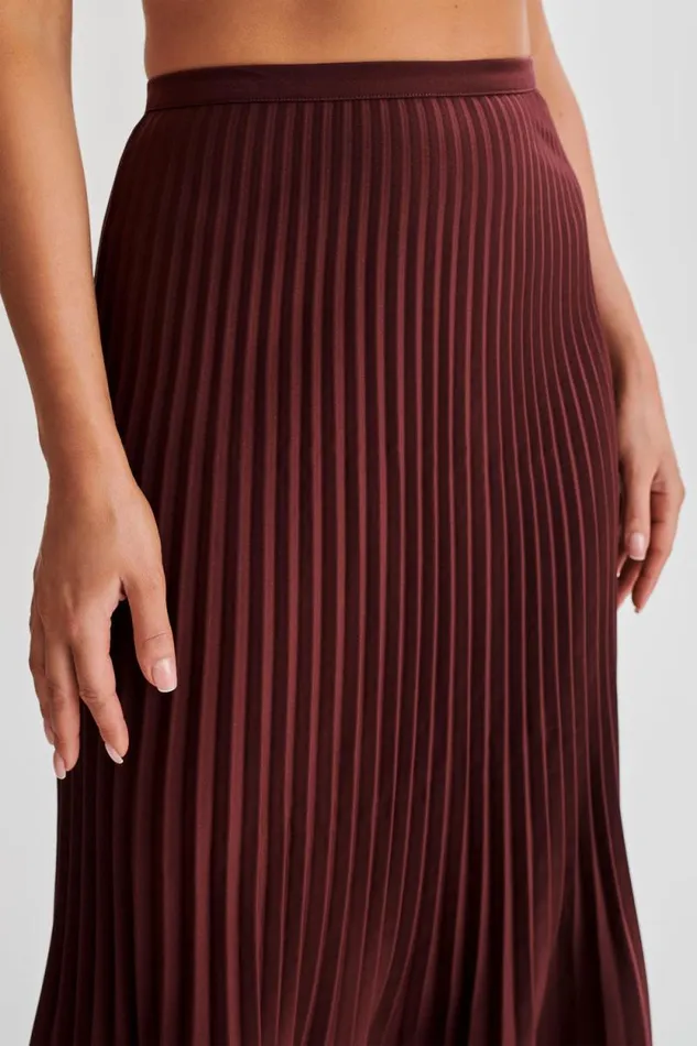 Women Meshki Bottoms Twyla Pleated Suiting Maxi Skirt 8211 Plum