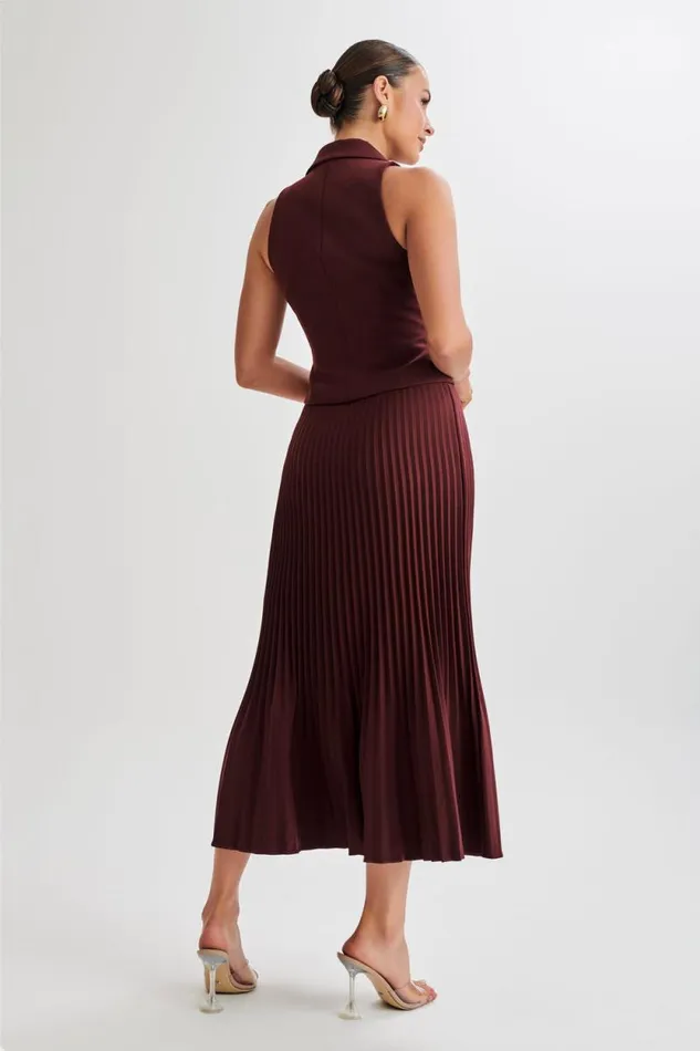 Women Meshki Bottoms Twyla Pleated Suiting Maxi Skirt 8211 Plum