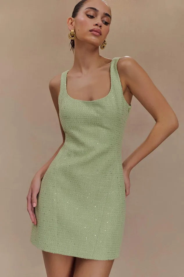 Women Meshki Dresses Beth Tweed Mini Dress 8211 Pastel Green