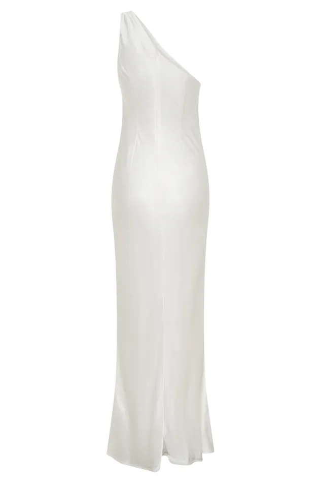 Women Meshki Dresses Camille One Shoulder Satin Maxi Dress 8211 White