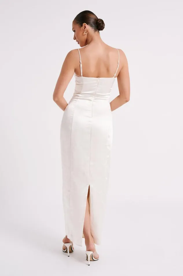 Women Meshki Dresses Chrisley Satin Maxi Dress With Split 8211 Ivory