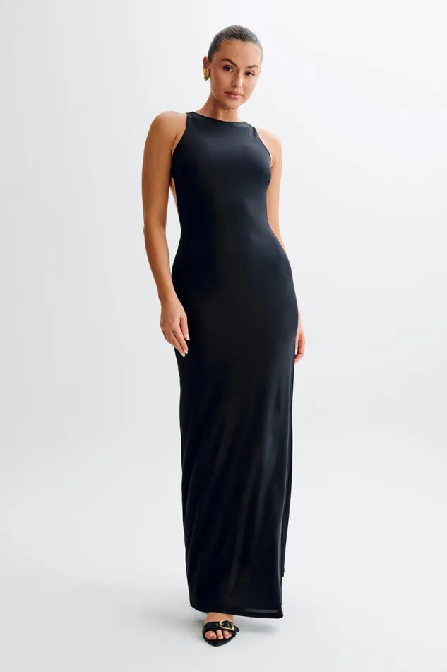Women Meshki Dresses Louise Slinky Backless Maxi Dress 8211 Black