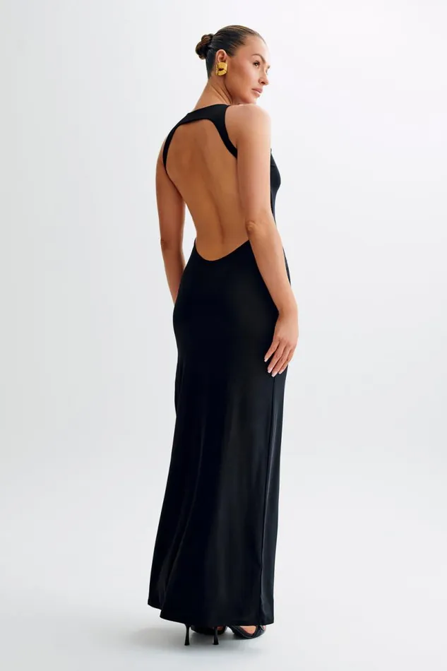 Women Meshki Dresses Louise Slinky Backless Maxi Dress 8211 Black