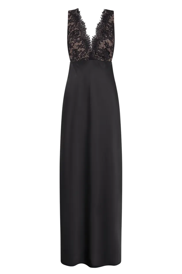 Women Meshki Dresses Ricci Satin And Lace Maxi Dress 8211 Black