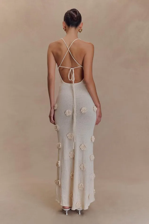 Women Meshki Dresses Suki Knit Maxi Dress With Flowers 8211 Nude