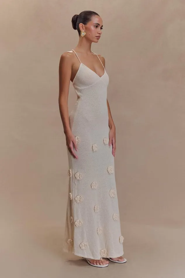 Women Meshki Dresses Suki Knit Maxi Dress With Flowers 8211 Nude