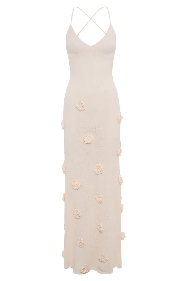 Women Meshki Dresses Suki Knit Maxi Dress With Flowers 8211 Nude