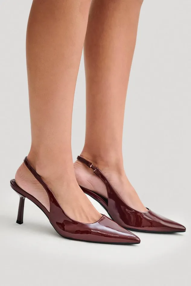 Women Meshki Jewellery Dasha Sling Back Heels 8211 Cherry Red