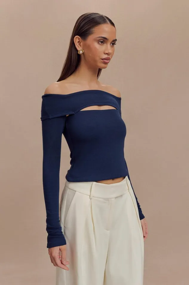 Women Meshki Tops Briah Cut Out Modal Long Sleeve Top 8211 Dark Navy