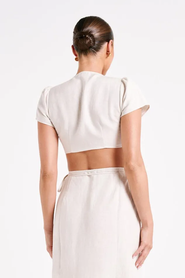 Women Meshki Tops Fatima Linen Crop Top 8211 Natural