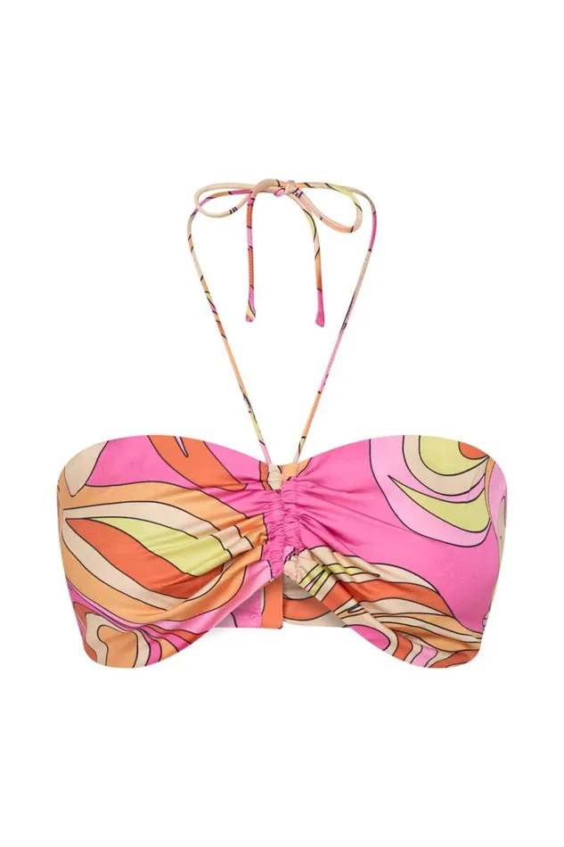 Women Meshki Tops Frankie Two Tone Satin Bandeau 8211 Psychedelic Print