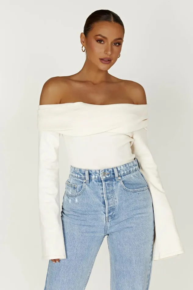 Women Meshki Tops Marlisa Off Shoulder Twist Top 8211 Ivory
