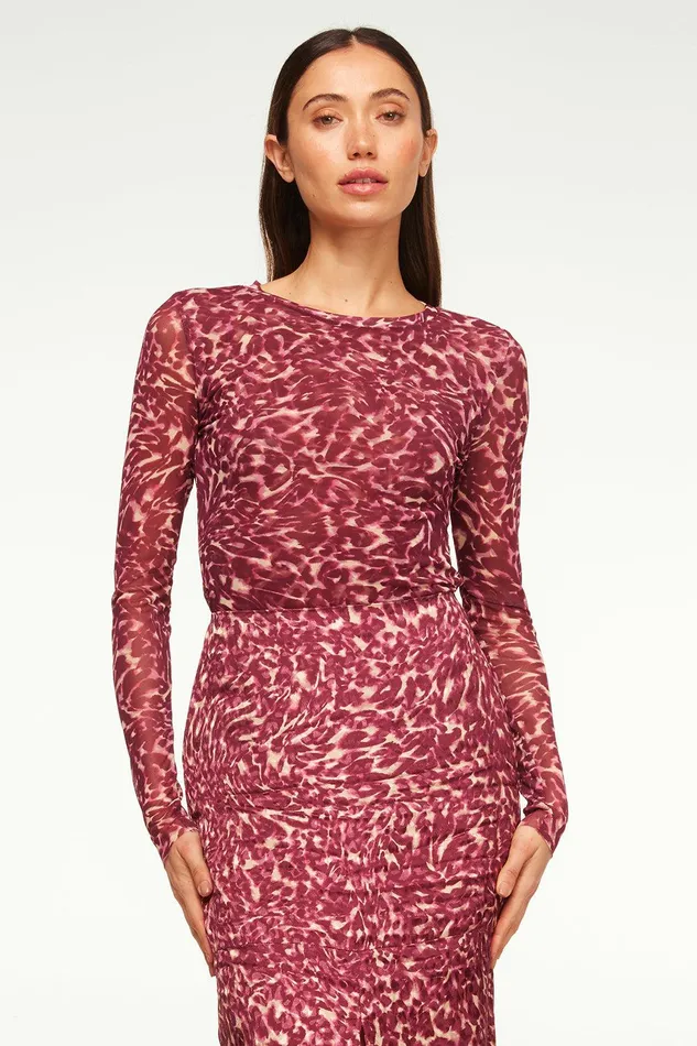 Women MISA Los Angeles Jersey and Mesh LULA TOP Fauna Abstract Mesh