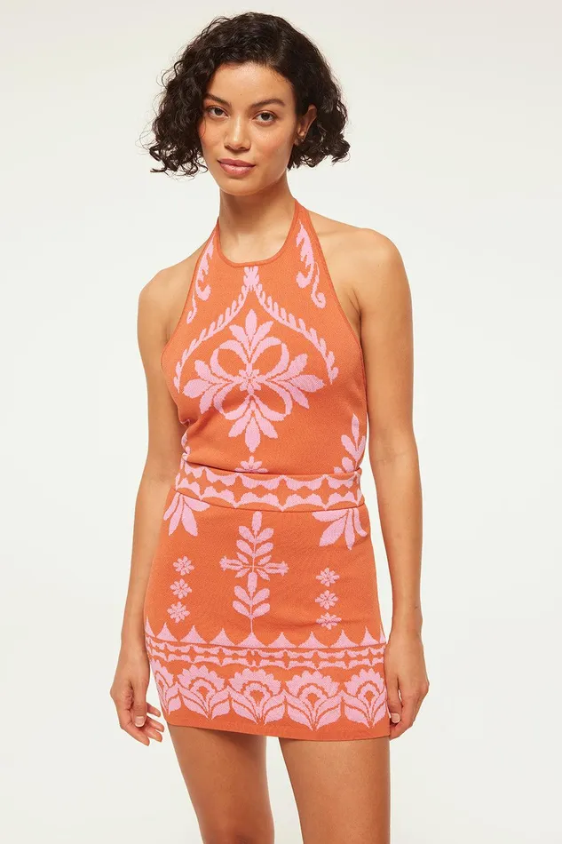 Women MISA Los Angeles Knits LENI SKIRT Pink Flora Santiago