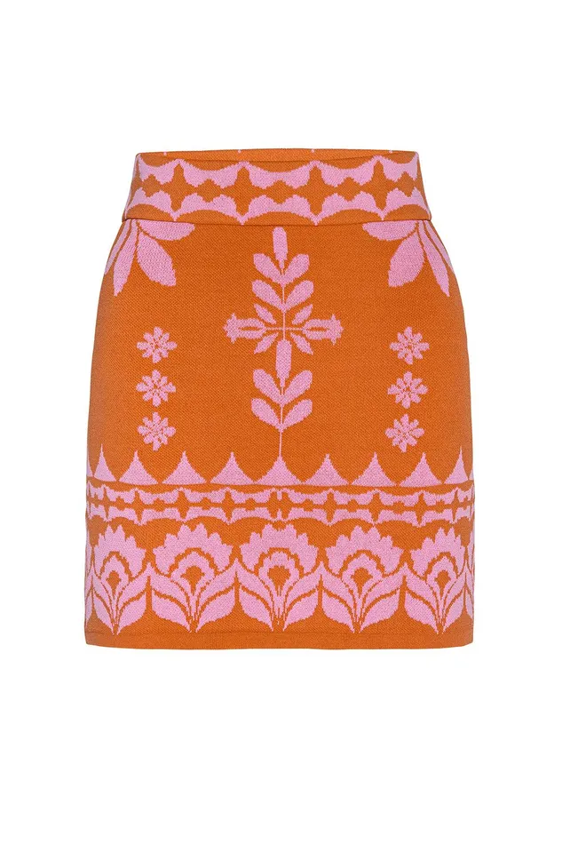 Women MISA Los Angeles Knits LENI SKIRT Pink Flora Santiago