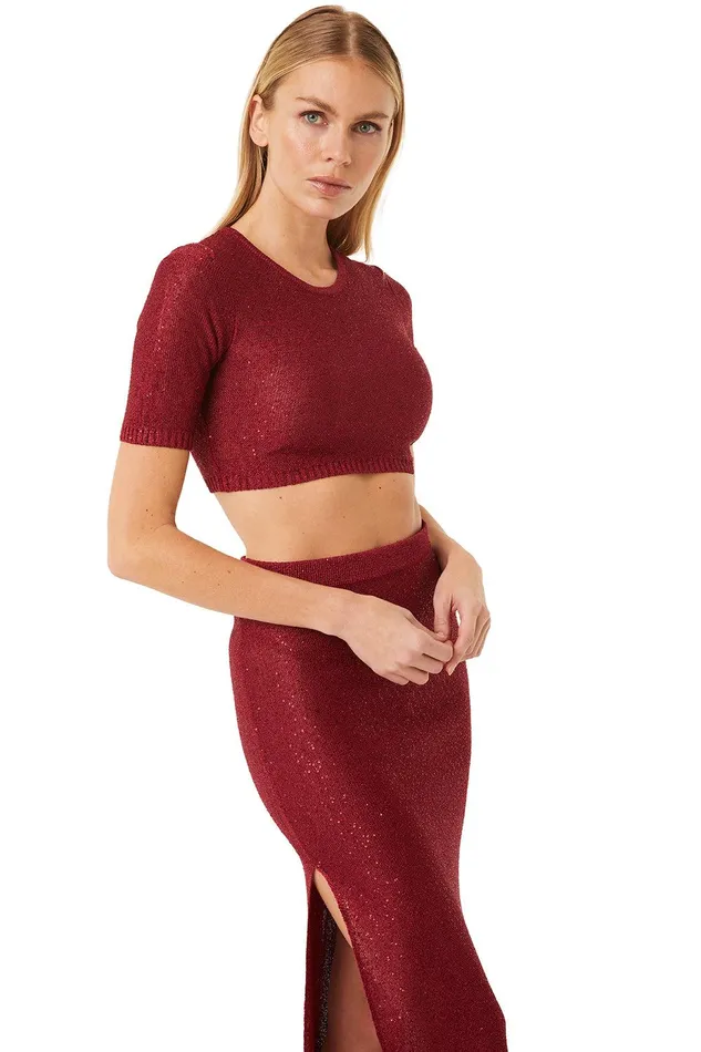 Women MISA Los Angeles Matching Sets DARYA TOP Lipstick Red