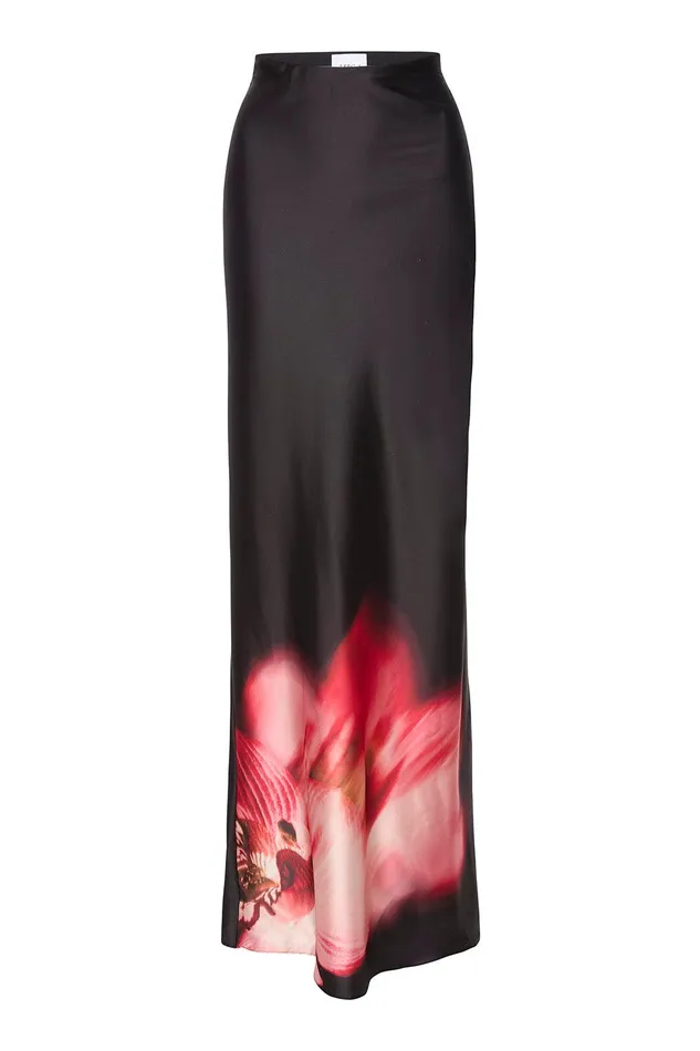 Women MISA Los Angeles Matching Sets SIERRA SKIRT Yellow Rose Satin