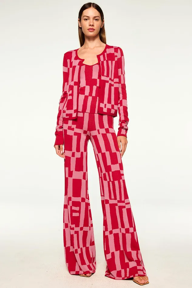 Women MISA Los Angeles Matching Sets UNA TOP Pink and Red