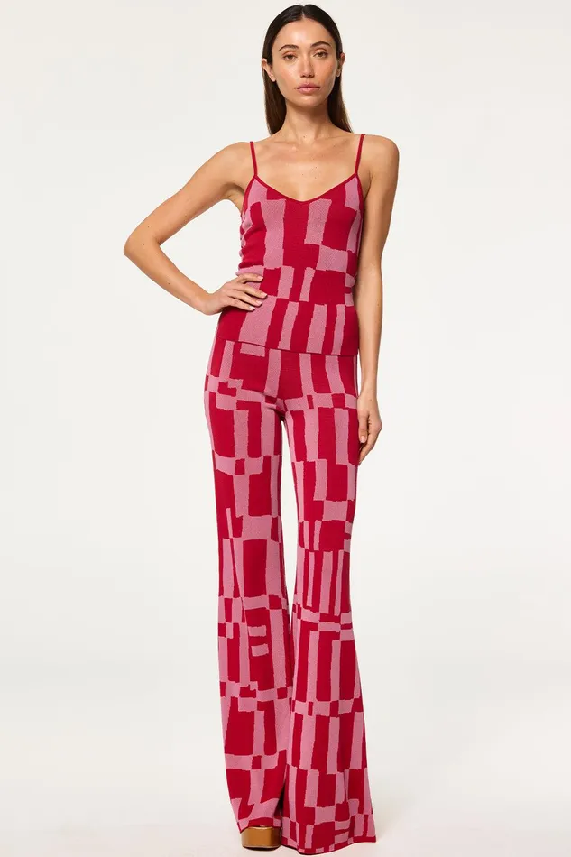 Women MISA Los Angeles Matching Sets UNA TOP Pink and Red