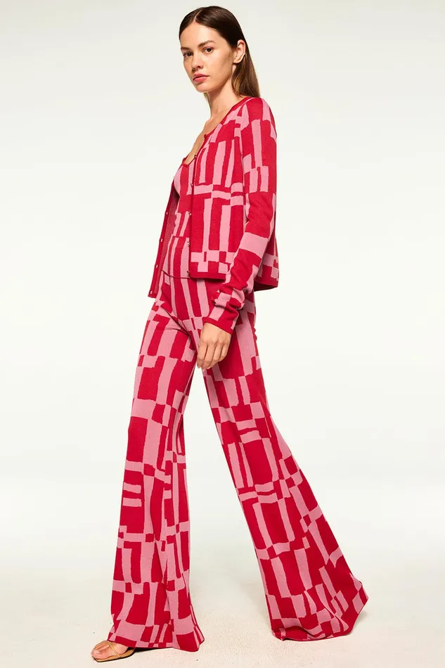 Women MISA Los Angeles Matching Sets UNA TOP Pink and Red