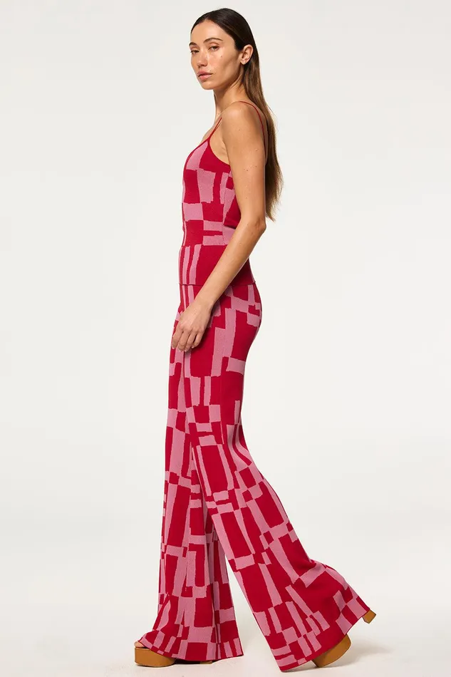 Women MISA Los Angeles Matching Sets UNA TOP Pink and Red