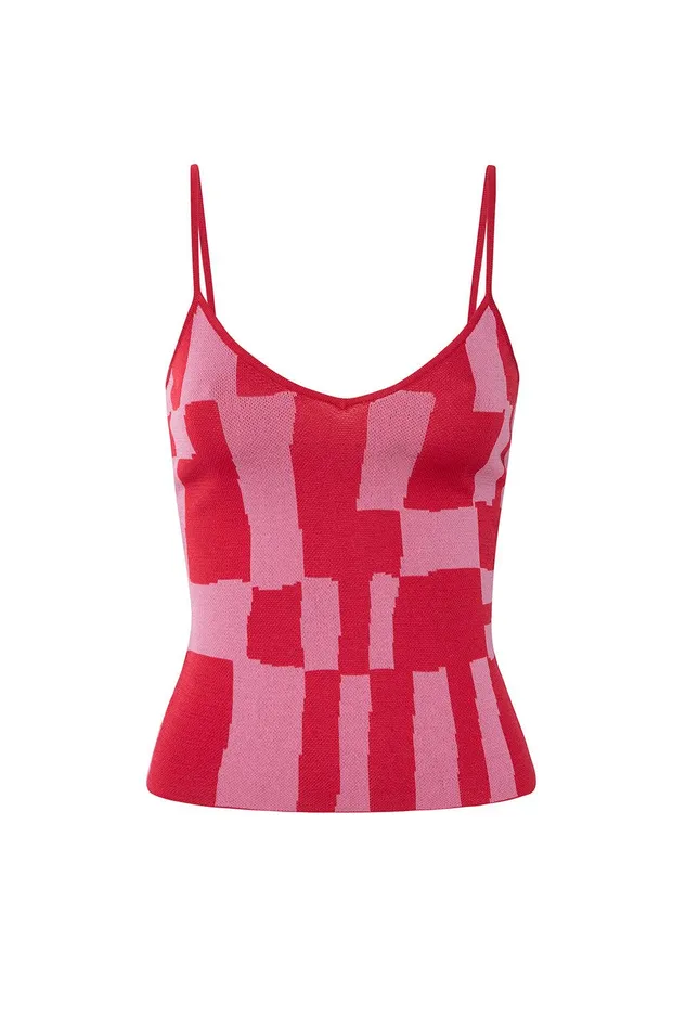 Women MISA Los Angeles Matching Sets UNA TOP Pink and Red