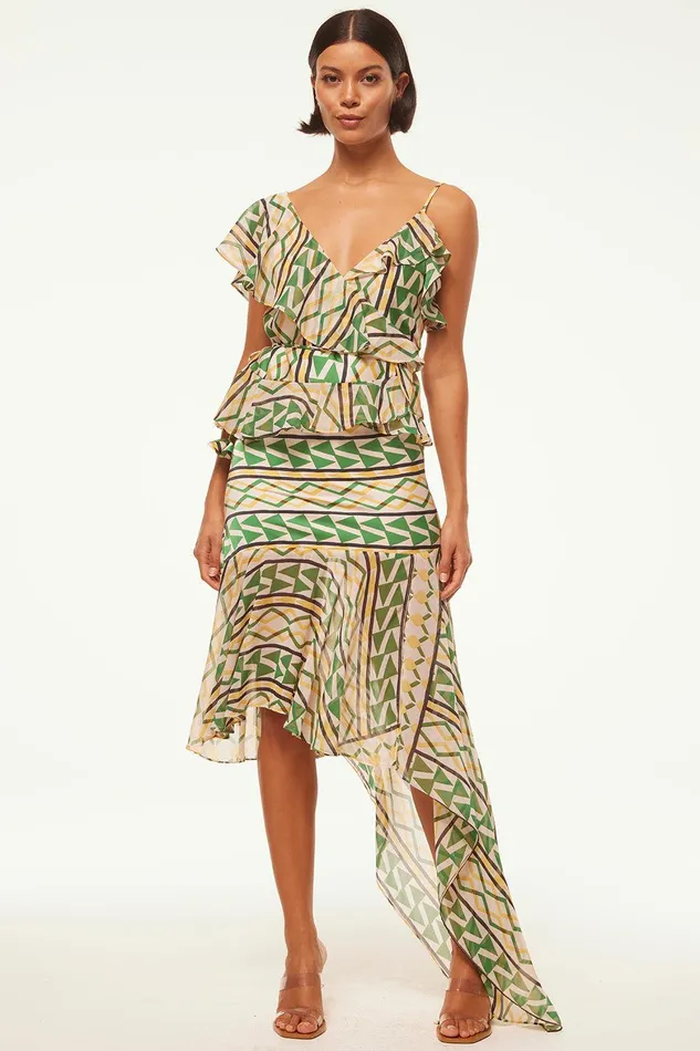 Women MISA Los Angeles Matching Sets VALLEA SKIRT Limoncello Geo Mix