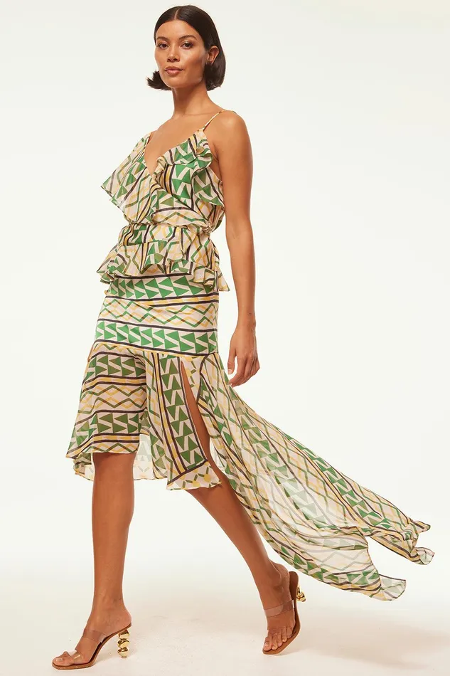 Women MISA Los Angeles Matching Sets VALLEA SKIRT Limoncello Geo Mix