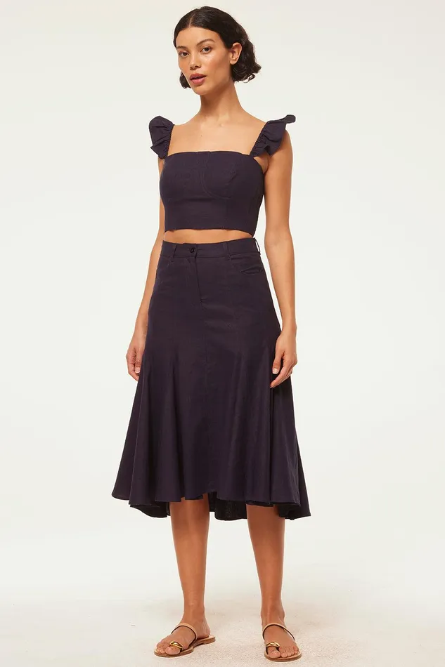 Women MISA Los Angeles Skirts and Shorts JANET SKIRT Navy Linen